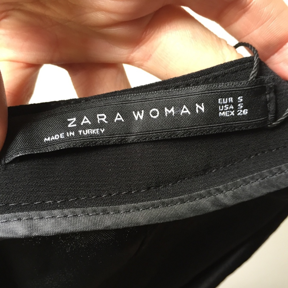 Zara High Rise Ruffle Leg Trouser Pants in Black - Picture 7 of 13